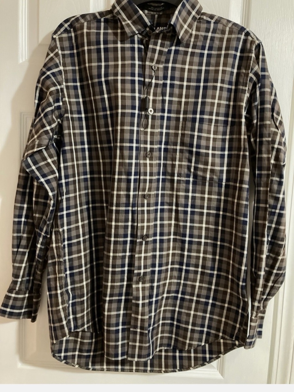 Kirkland Signature Plaid Button-Down Shirt - Size S small Brown/blue/white